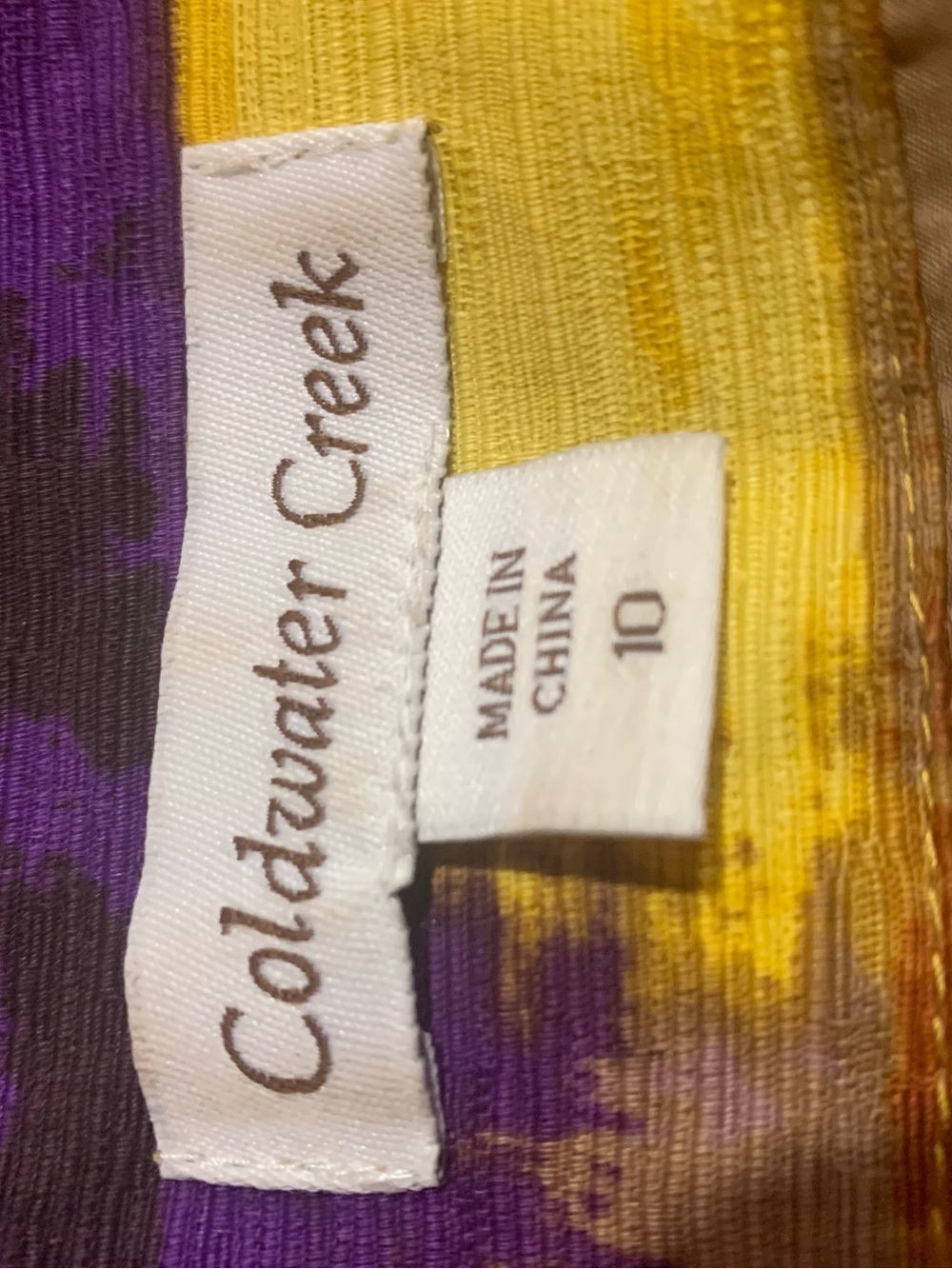 Vintage Women’s Coldwater Creek Yellow and Purple Brushstroke Top - Picture 5 of 9